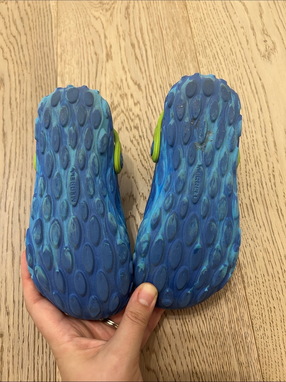 MERREL Kids Blue and Green Slip-On Water Clogs - Picture 2 of 5
